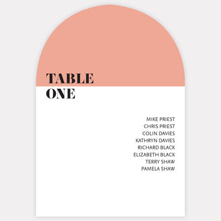 Colour Block Typography Table Plan Cards