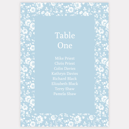 Dainty Flowers - Iridescent Table Plan Cards
