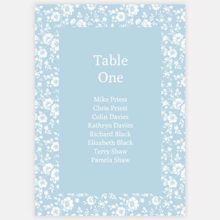 Dainty Flowers - Iridescent Table Plan Cards