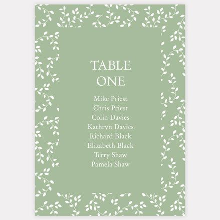 Delicate Leaf Pattern - Iridescent Table Plan Cards