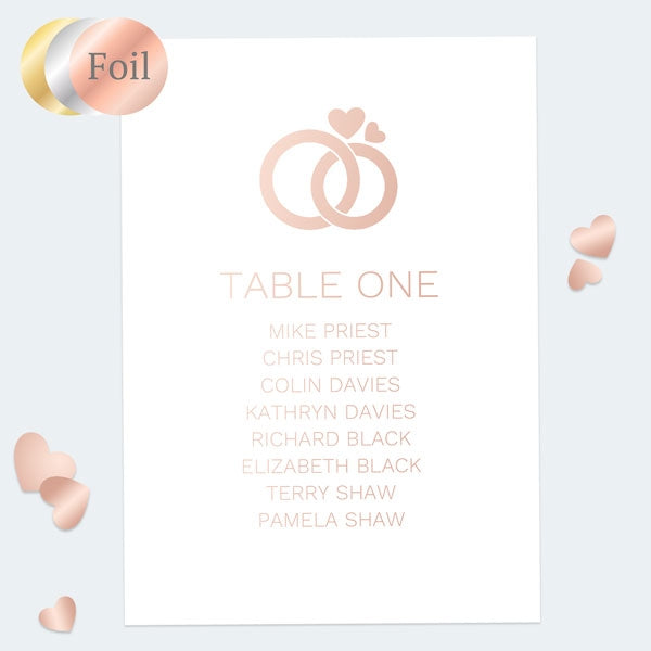 Entwined Rings - Foil Table Plan Cards