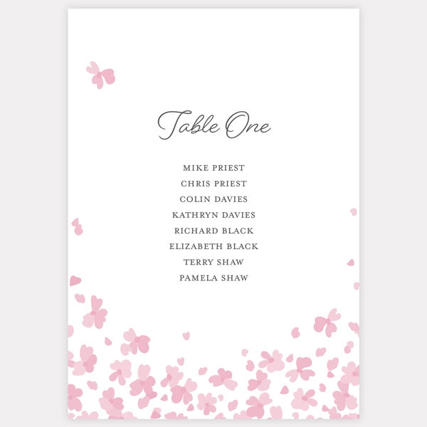 Falling Flowers Table Plan Cards