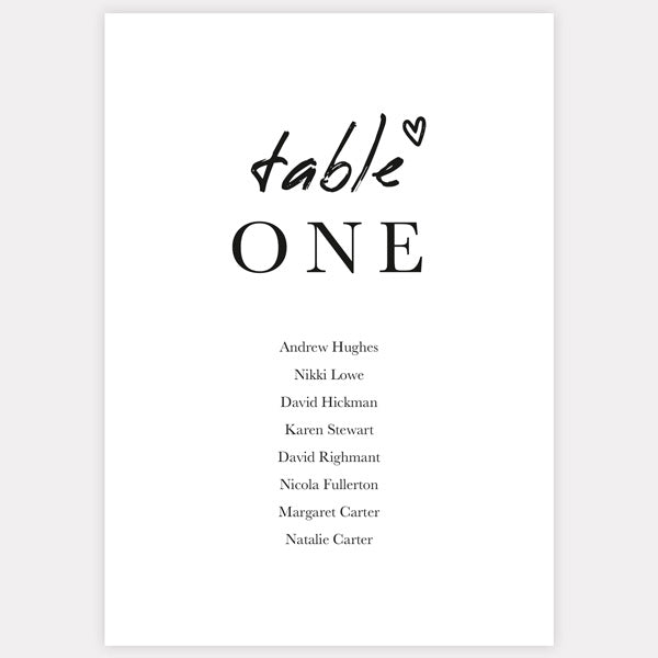 Freehand Script - Iridescent Table Plan Cards - Fast Delivery at Dotty ...
