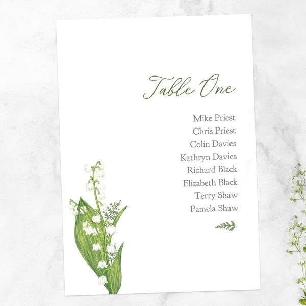 Lily of the Valley - Iridescent Table Plan Cards