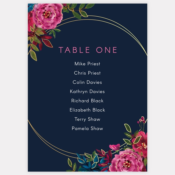 Opulent Glam - Foil Table Plan Cards