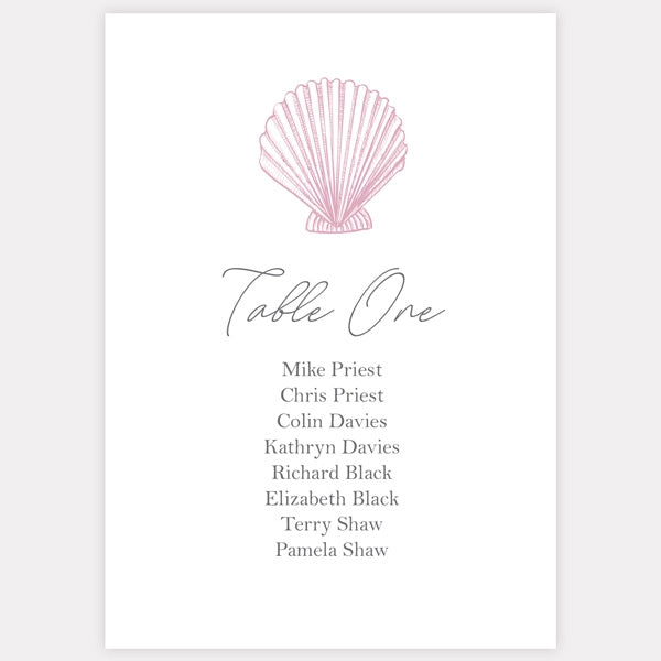 Pretty Seashells Table Plan Cards