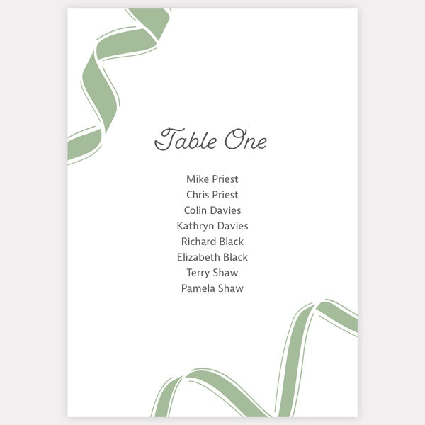 Ribbon Border Table Plan Cards