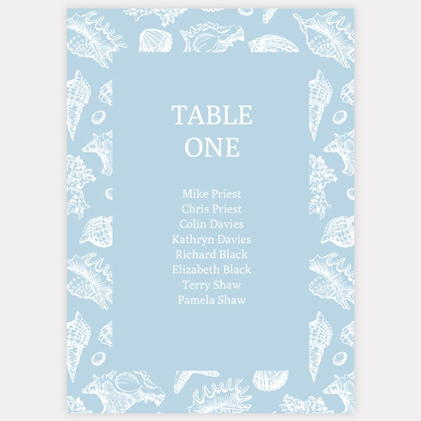 Seashell Elegance - Iridescent Table Plan Cards