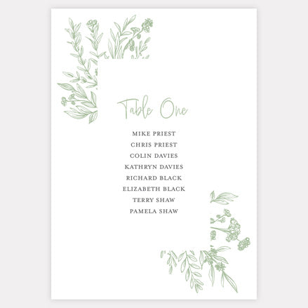 Wildflower Meadow Sketch - Iridescent Table Plan Cards