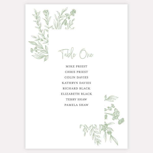 Wildflower Meadow Sketch - Iridescent Table Plan Cards