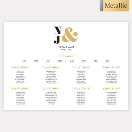 Metallic Ampersand Metallic Table Plan