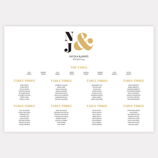 Metallic Ampersand Metallic Table Plan