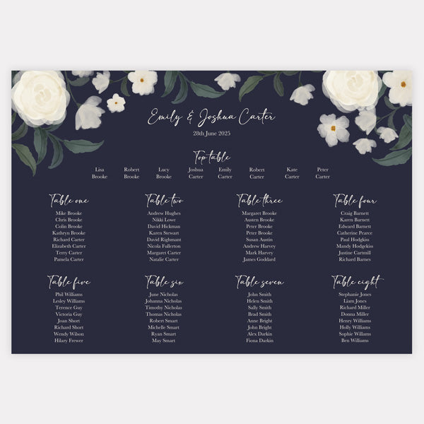 Navy Country Flowers Table Plan