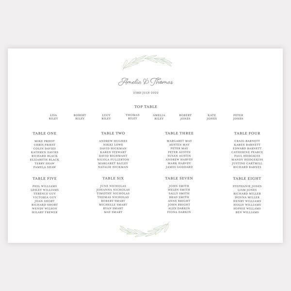Olive Branch Table Plan