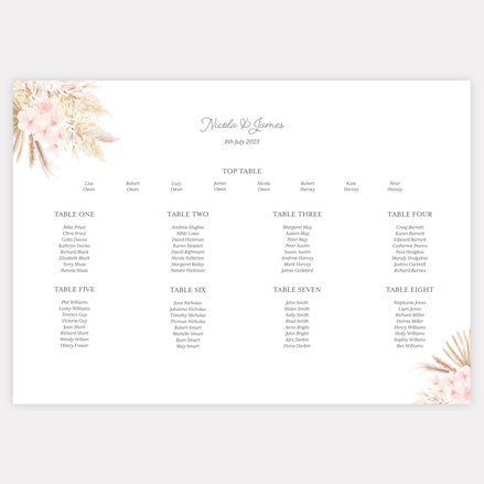 Pampas Floral Table Plan