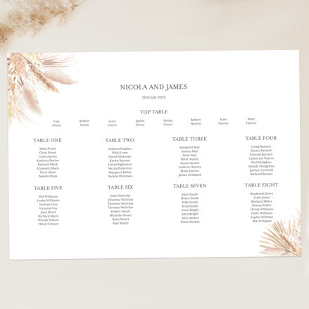 Pampas Grass Table Plan