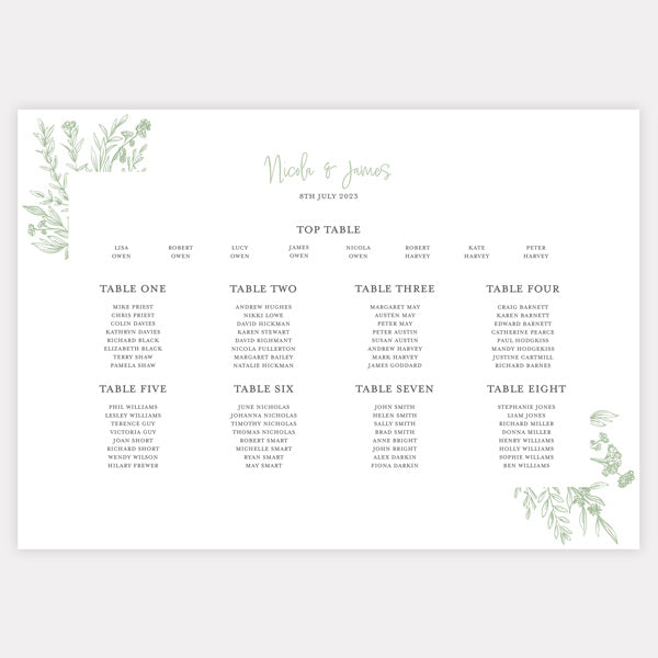 Wildflower Meadow Sketch Iridescent Table Plan