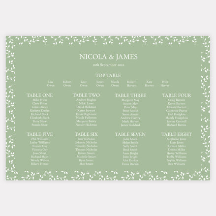 Delicate Leaf Pattern Iridescent Table Plan