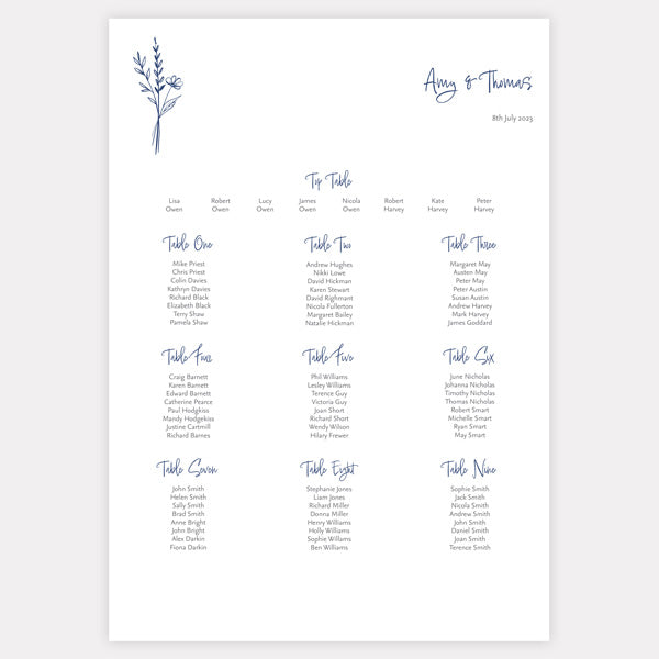 Modern Sprig Iridescent Table Plan