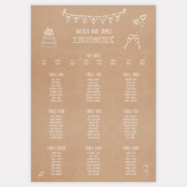 Rustic Wedding Charm Table Plan