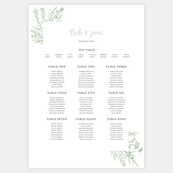 Wildflower Meadow Sketch Iridescent Table Plan