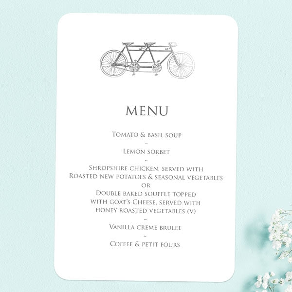 Tandem For Two Foil Wedding Menu