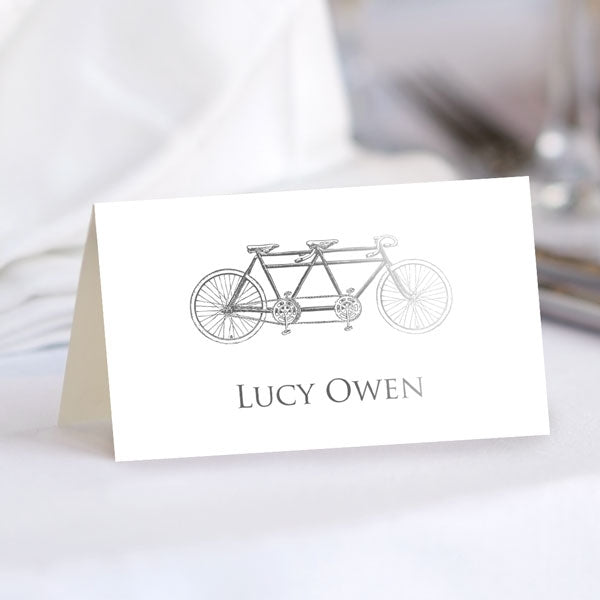 Tandem For Two Foil Place Card - Fast Delivery at Dotty About Paper