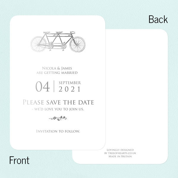 Tandem For Two Foil Save the Date Cards
