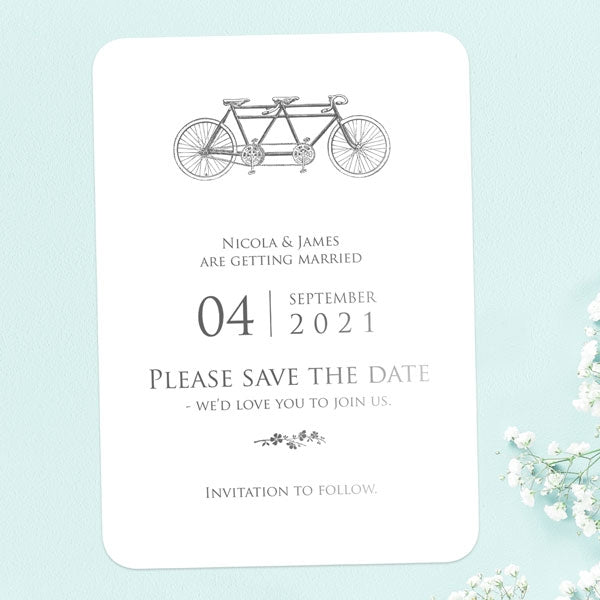 Tandem For Two Foil Save the Date Cards