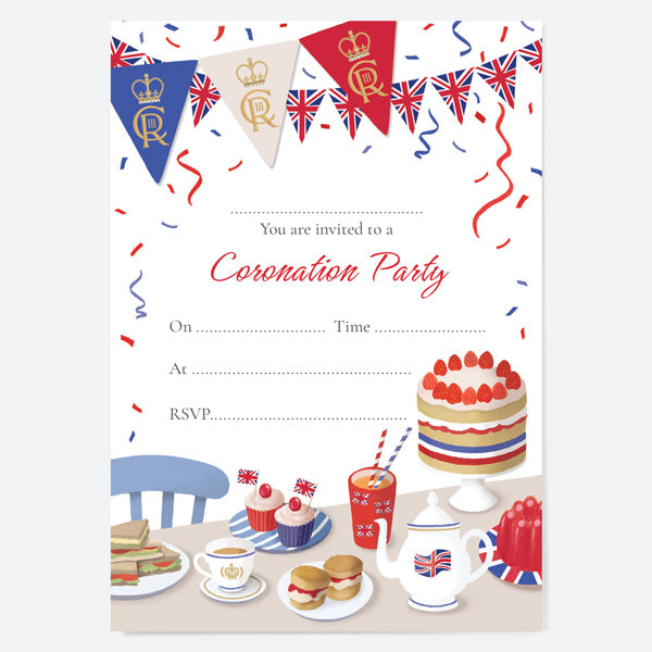 Tea Party Invitations - Coronation Street Party - Pack of 10