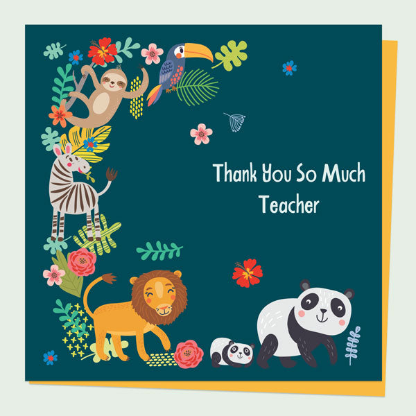 Teacher Thank You Card - Cute Safari Animals
