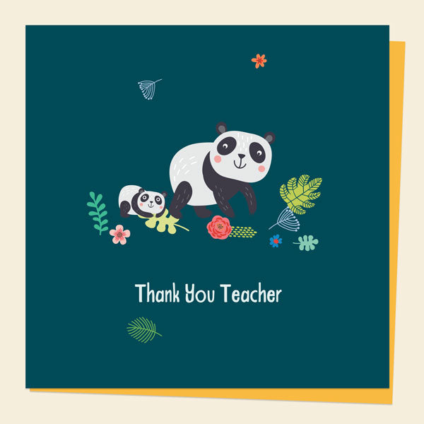Teacher Thank You Card - Cute Safari Pandas