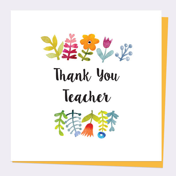 Teacher Thank You Card - Watercolour Flowers