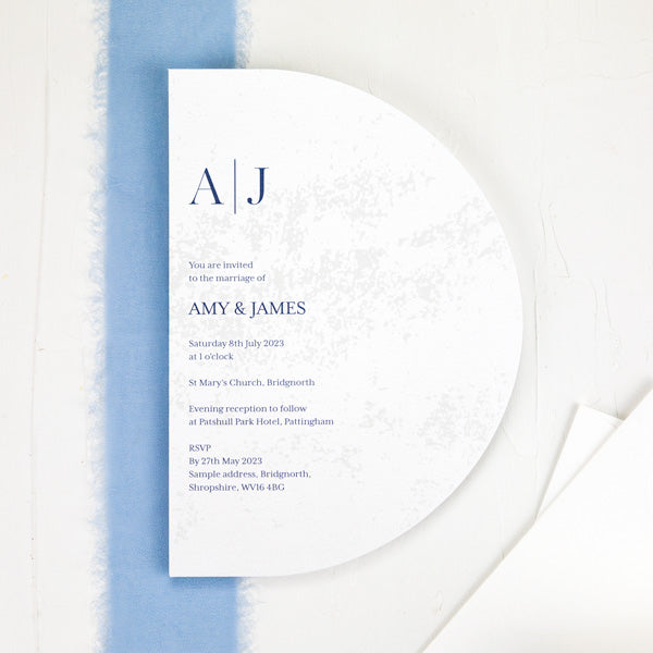 Textured Simplistic Monogram Iridescent Wedding Invitation