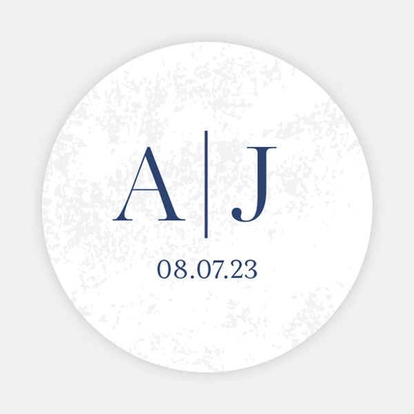 Textured Simplistic Monogram Wedding Stickers - Pack of 35