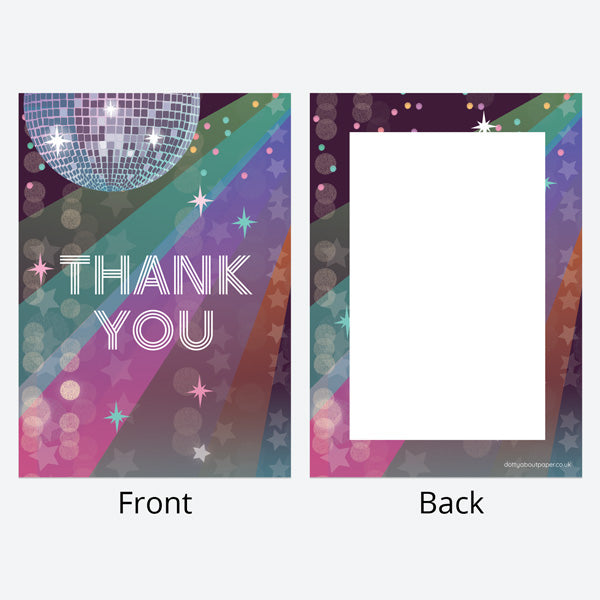 Ready to Write Kids Thank You Cards - Glitter Ball Disco Party - Pack of 10
