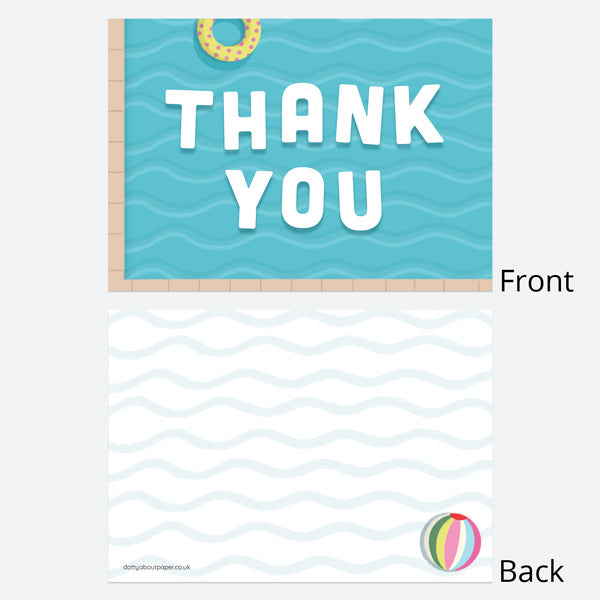 Ready to Write Kids Thank You Cards - Pool Party Waves - Pack of 10