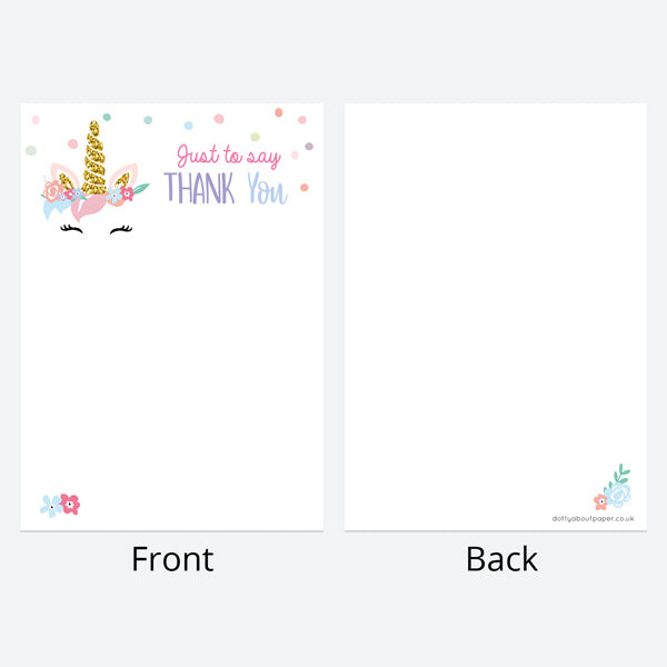 Ready to Write Kids Thank You Cards - Unicorn Cake - Pack of 10