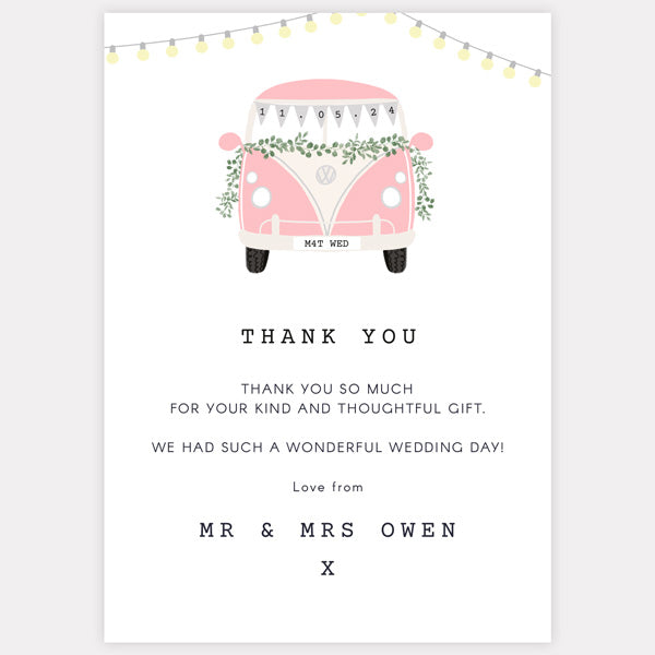 Just Married Campervan Thank You Card