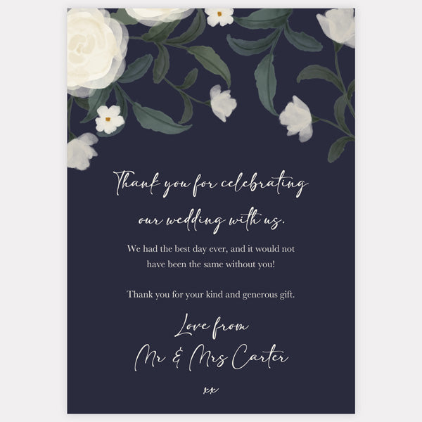 Navy Country Flowers Thank You Card