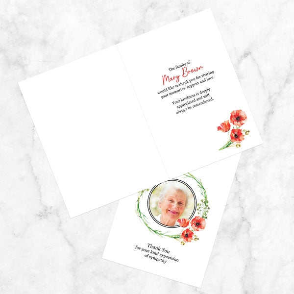Funeral Thank You Cards - Watercolour Poppy Garland