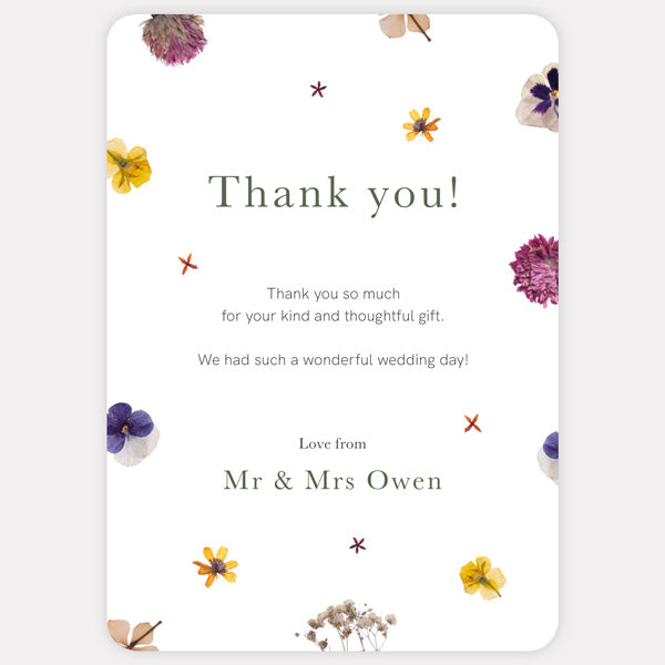 Pressed Flowers Thank You Card