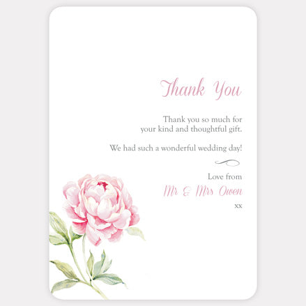 Pretty Pink Peony Iridescent Thank You Card