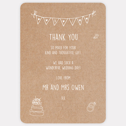 Rustic Wedding Charm Thank You Card