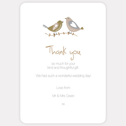 Rustic Woodland Birds Thank You Card