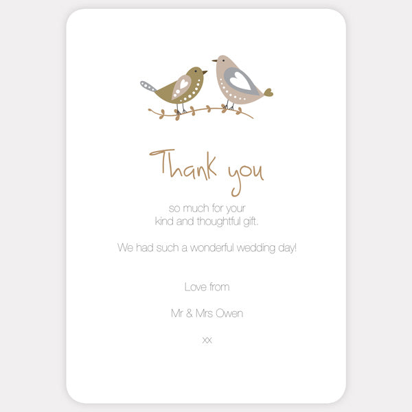 Rustic Woodland Birds Thank You Card