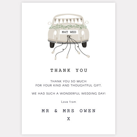 Vintage Classic Car Thank You Card