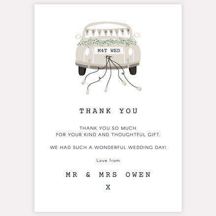 Vintage Classic Car Thank You Card