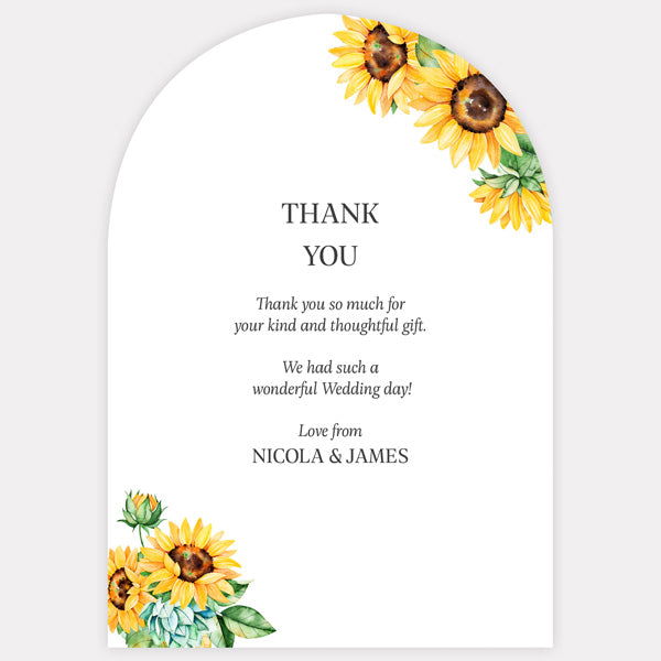 Watercolour Sunflowers Thank You Card