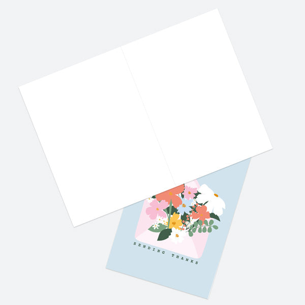 Ready to Write Thank You Open Out Cards - Abstract Flowers - Floral Envelope - Pack of 10